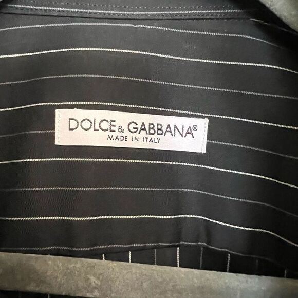 Dolce & Gabbana Men’s Button down Striped Navy Shirt Size 17.5/44 - Picture 6 of 6